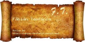 Fábián Teofánia névjegykártya
